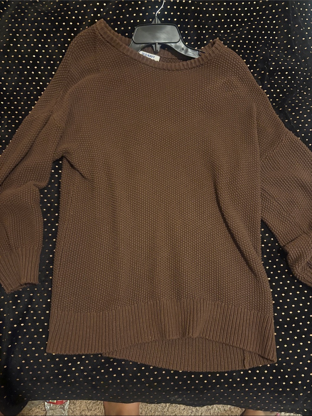 Old Navy Chocolate Brown Waffle-Knit Crewneck Sweater